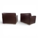 Set of 2 B&B Italia Maxalto Apta Imprimatur leather armchairs by Antonio Ci