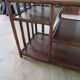 Retro side table - vinyl furniture - rattan and bamboo - 1980s