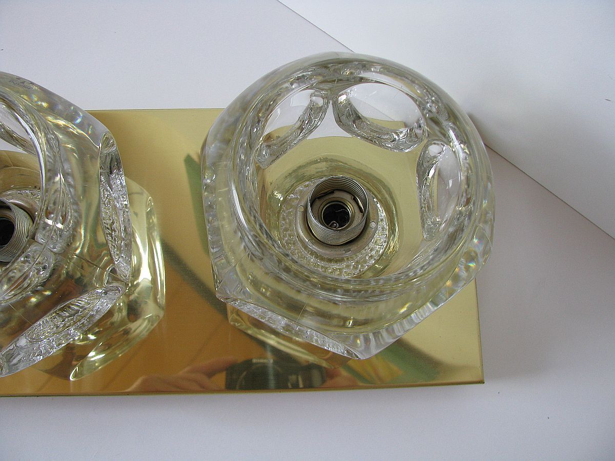 Applique en laiton et en verre de Peill et Putzler années 1970