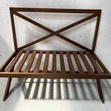 Solid oak terrace bench from the 70s