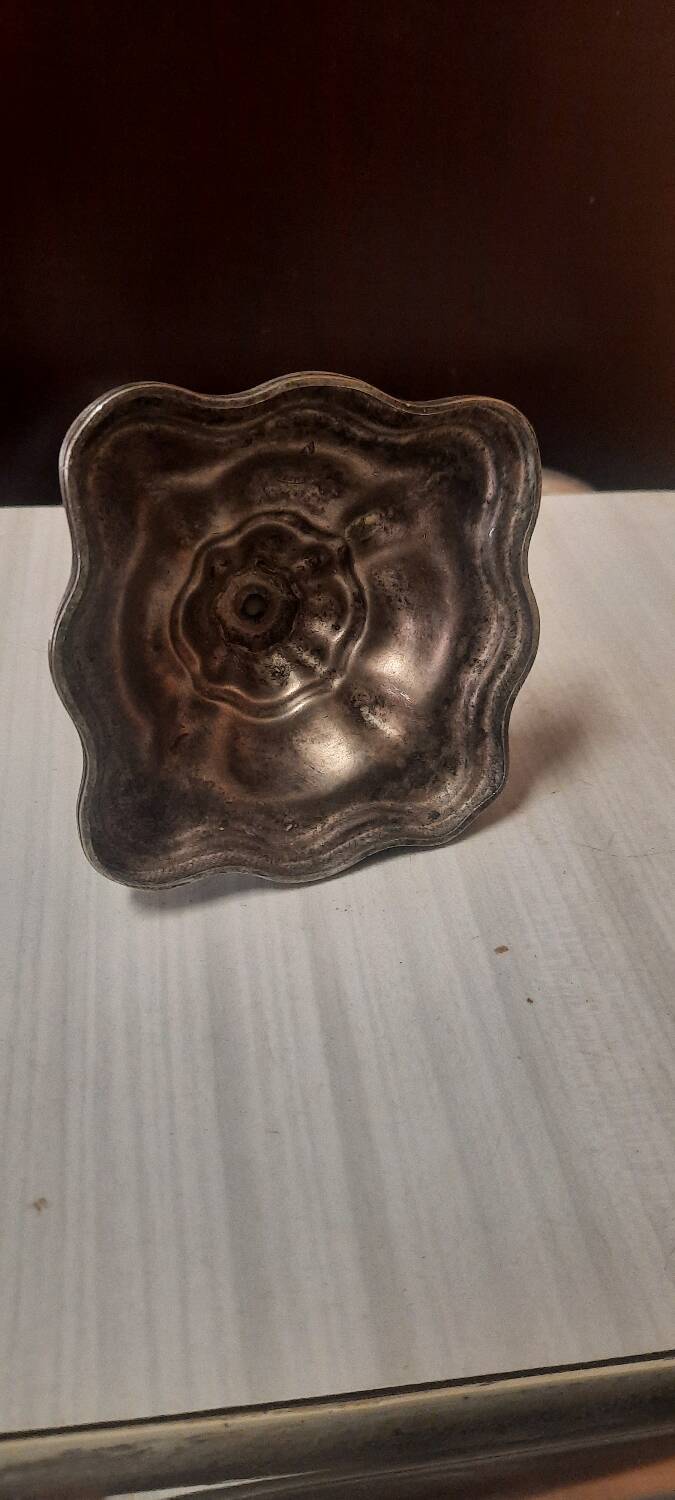 Silver metal candle holder