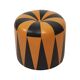 Round Vintage Pouf, Orange and Black Faux Leather (Skai), 1960s