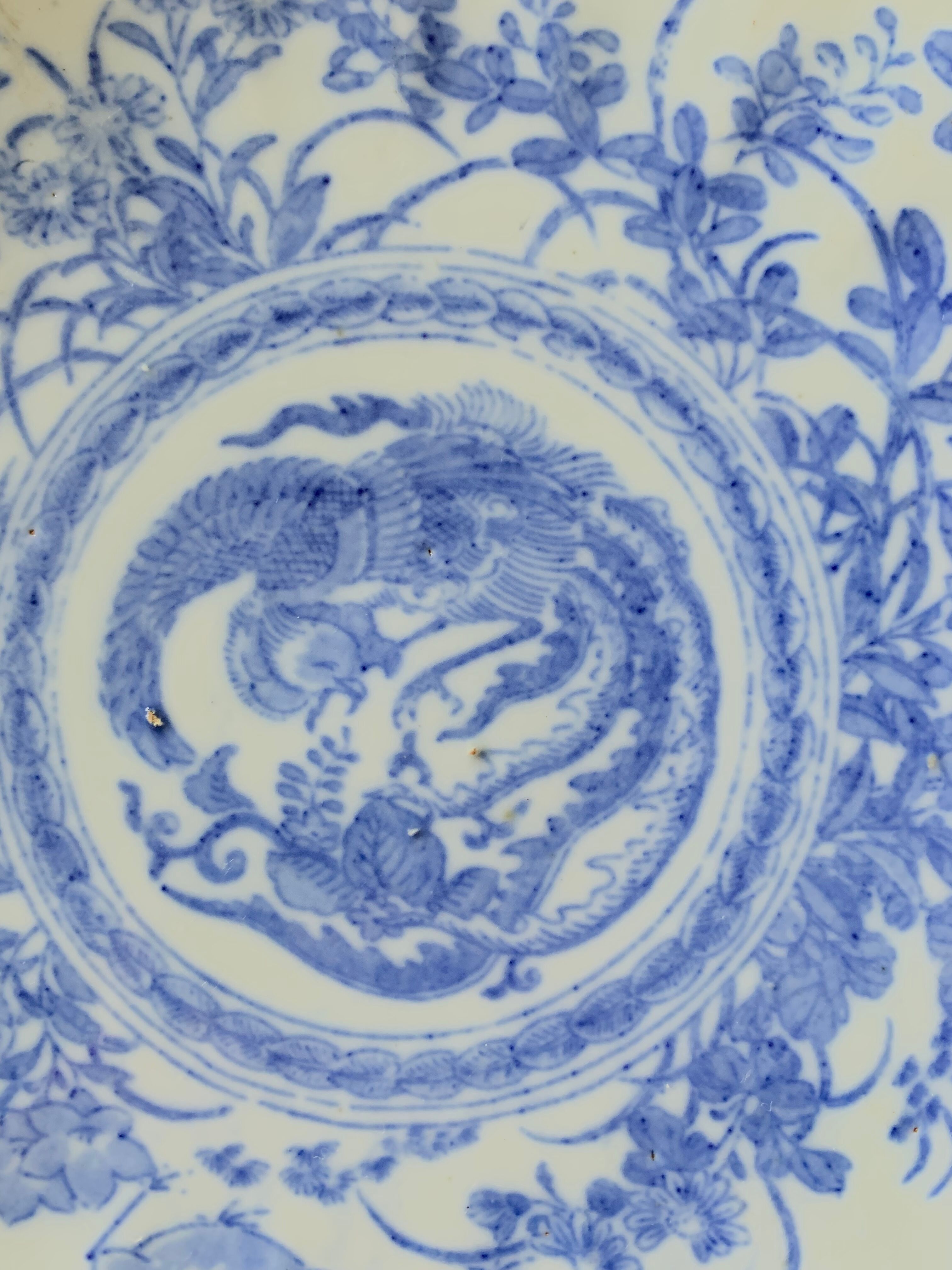 Chinese porcelain plate inspired by the blue family, late nineteenth early twentieth century