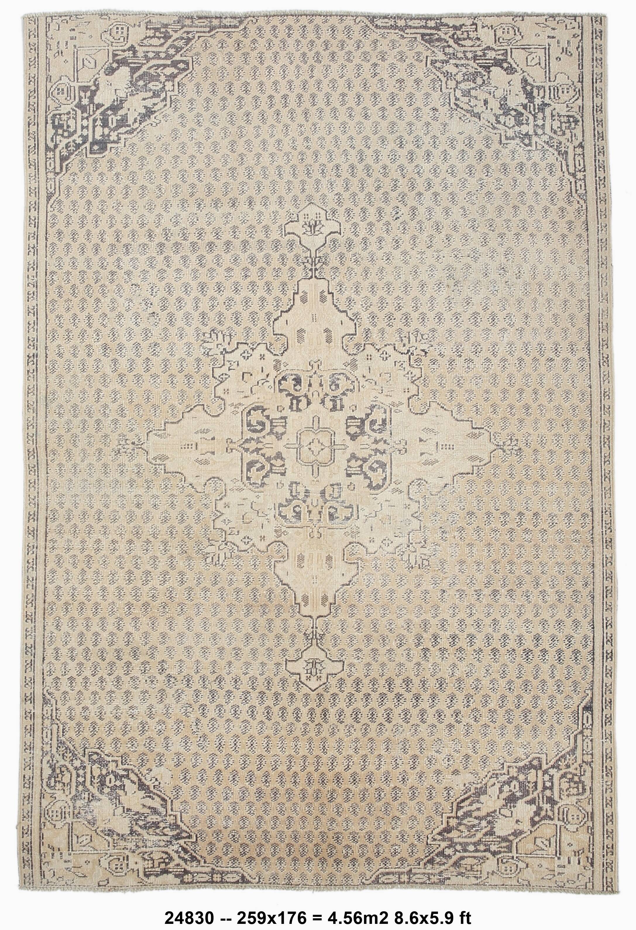 Tapis persan oriental marron crème 6x8, 176x259 cm