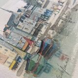 EA watercolor painting by Cedric Eudeline "Honfleur, morning sun"