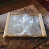 7 petal-shaped glass dessert plates – 1960s–1970s