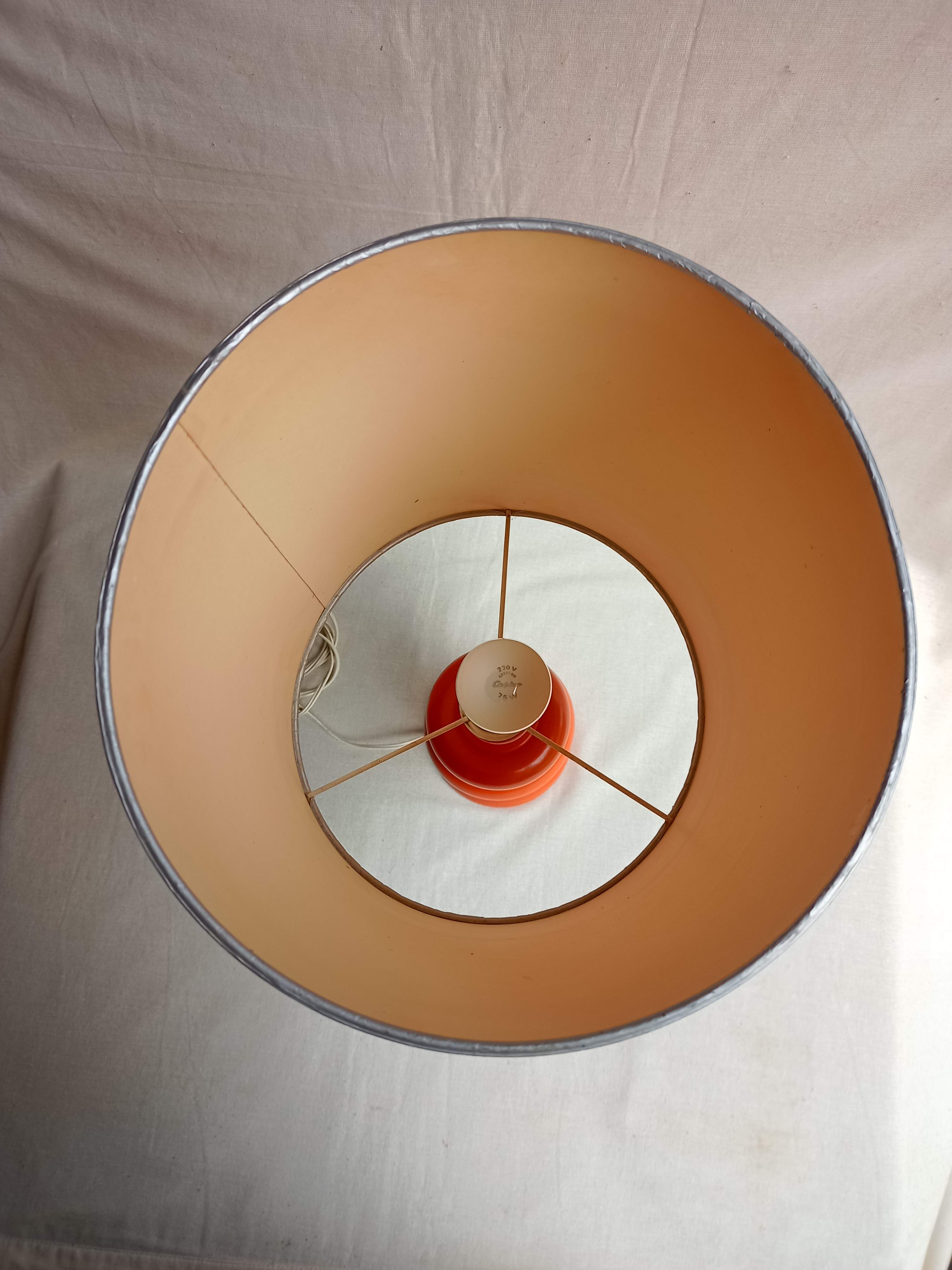 Orange lamp in vintage turned wood