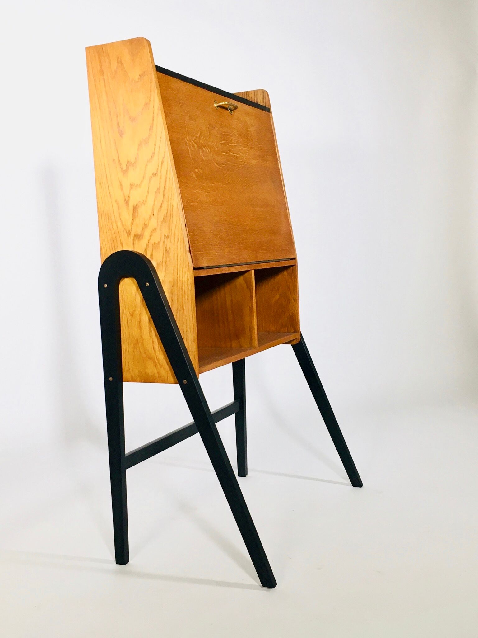 Vintage secretary with compass foot, France 1950's