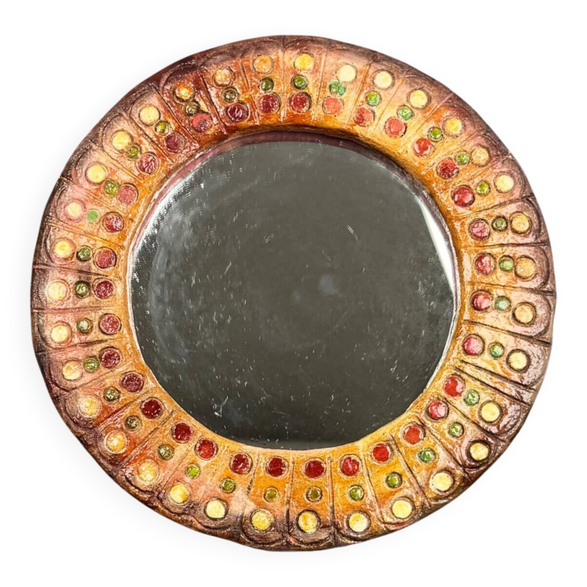 Roland Zobel (1915-2006) round mirror in resin from the 1960s (in the style)