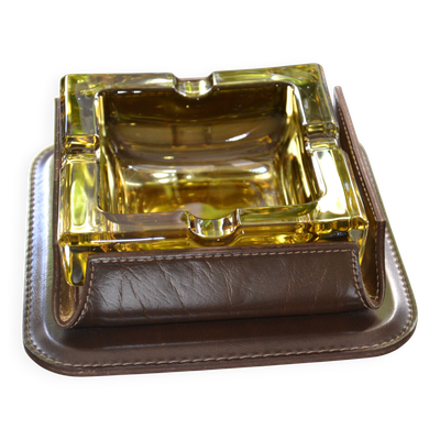 Cendrier Sommerso Murano support cuir