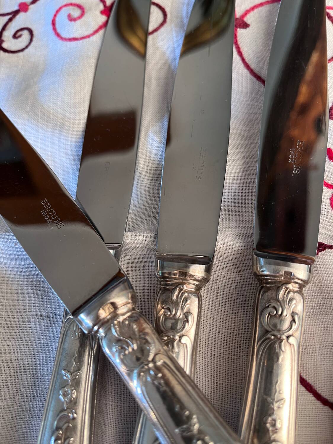 6 Ercuis silver-plated table knives