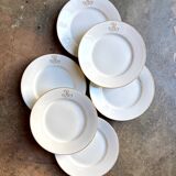 6 monogrammed Paris porcelain dinner plates