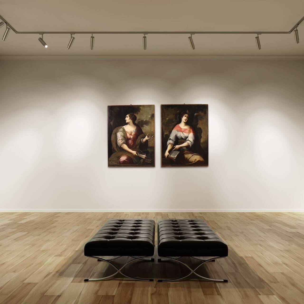 Pair of 17th century Italian paintings, Sibyls