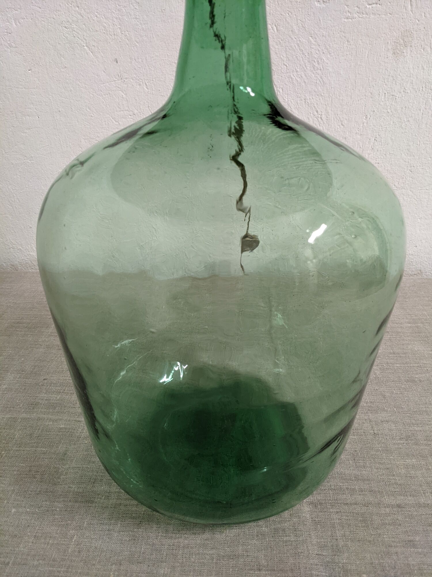 Vintage demijohn lamp in glass and XXL jute rope
