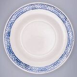 Set of 6 vintage blue and white speckled soup plates