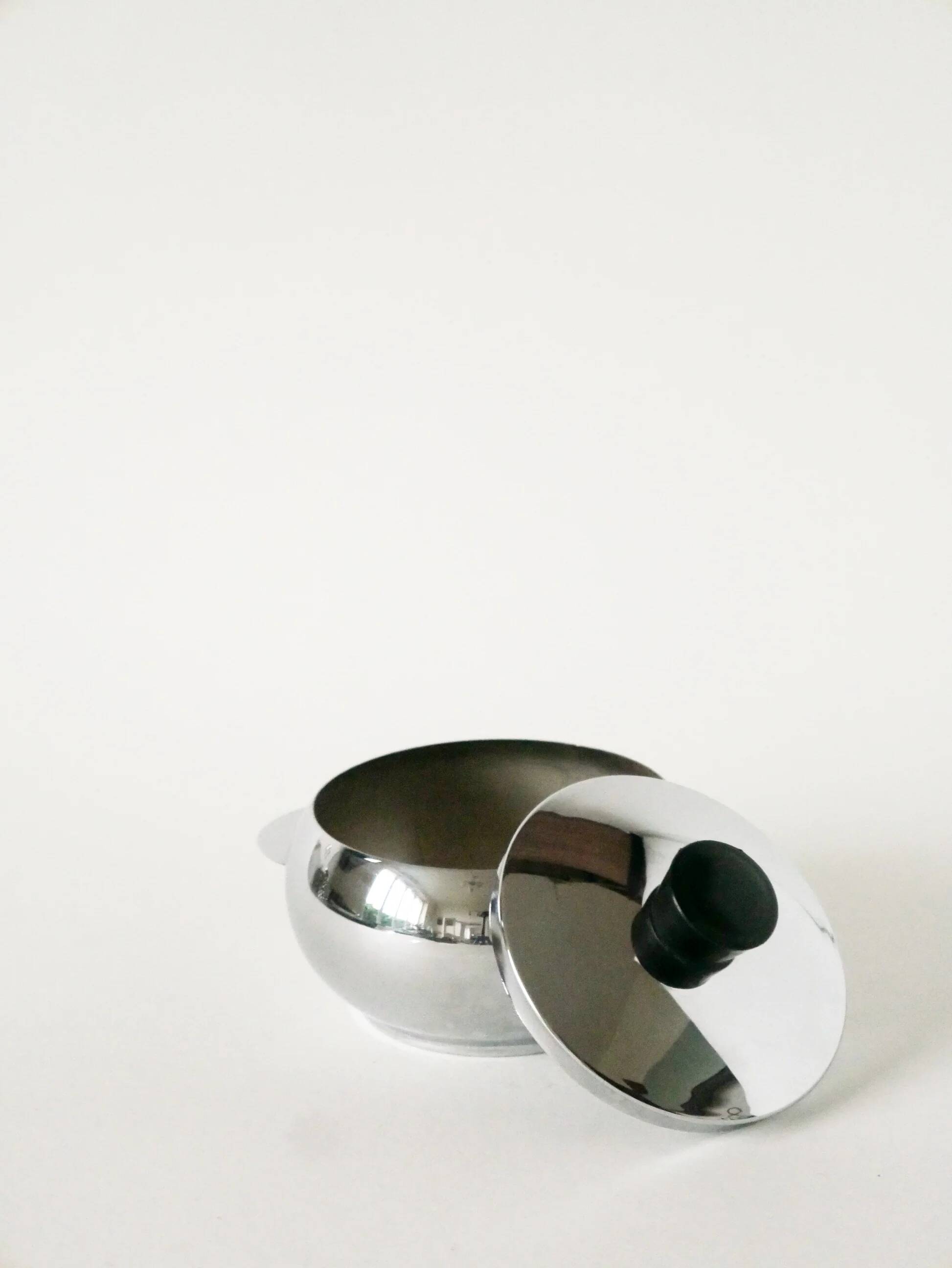 Small stainless steel sugar bowl, 1970
