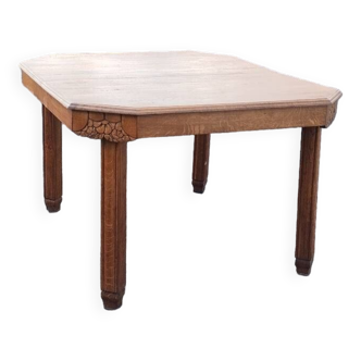 Table art déco bois massif, avec rallonges