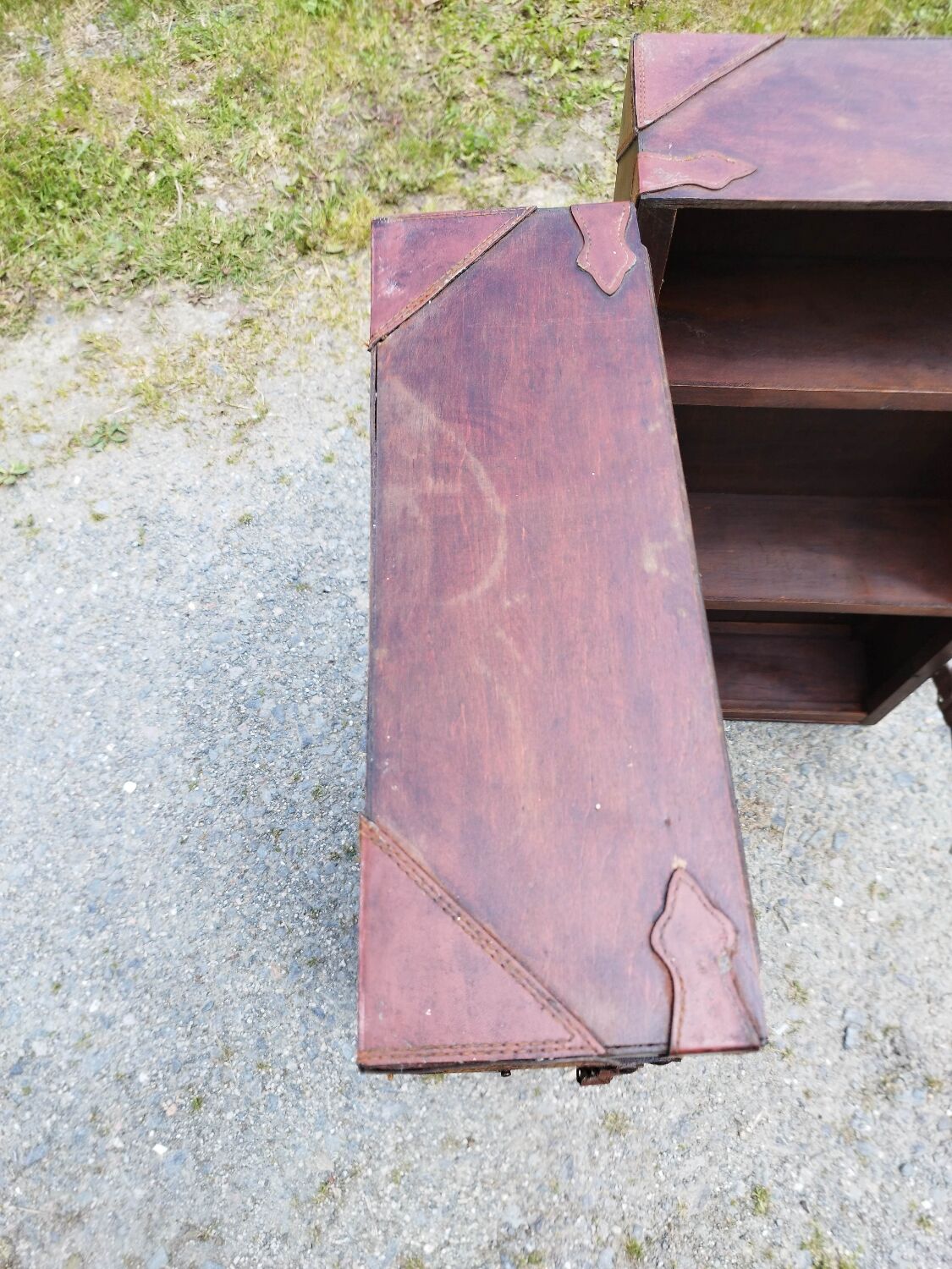 Furniture trunk wood coffee table shelves library suitcase