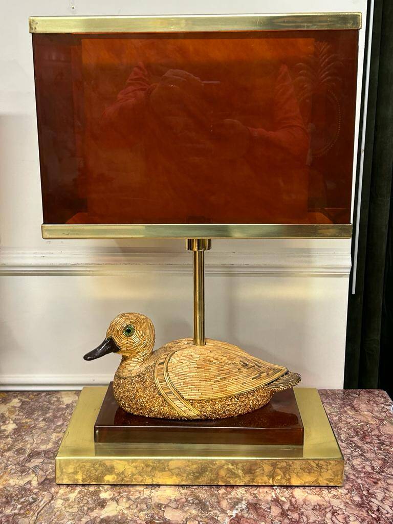 Pair of Brass and Bakelite Duck Lamps from the 1970s