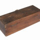 Box box old cashbox commercant wood old teck patine brown india