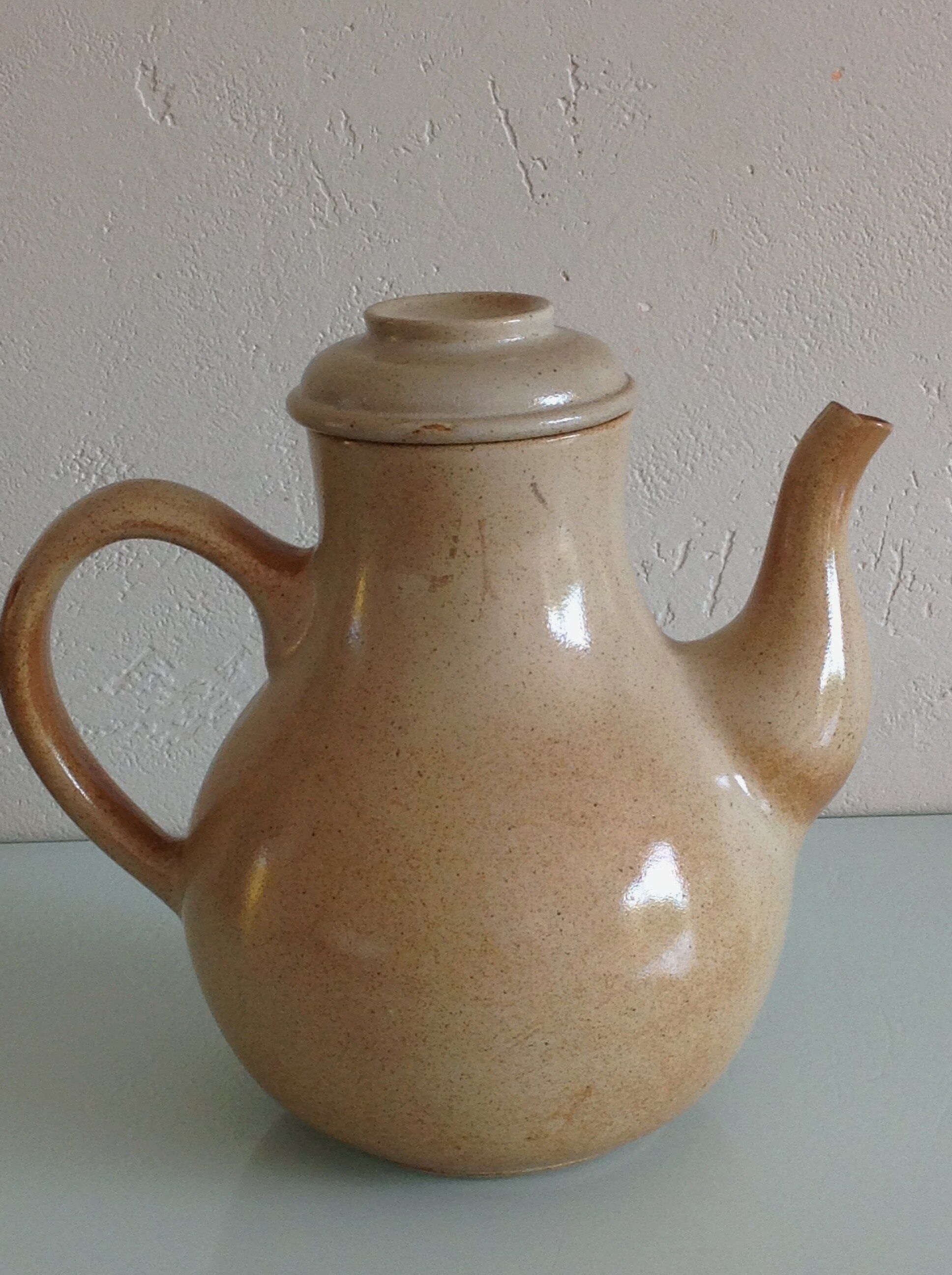 Cafetière en grès beige par Grès de France, vintage années 70