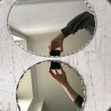 Duo of beveled mirror trays 50s