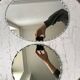 Duo of beveled mirror trays 50s