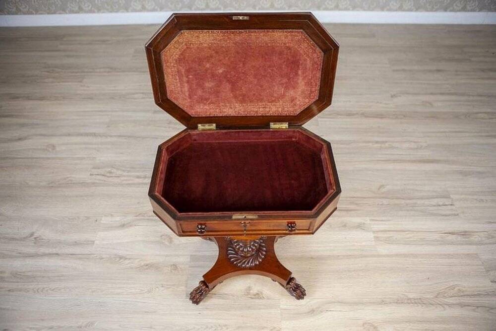 Victorian Mahogany Wood and Veneer Sewing Table, 1850s