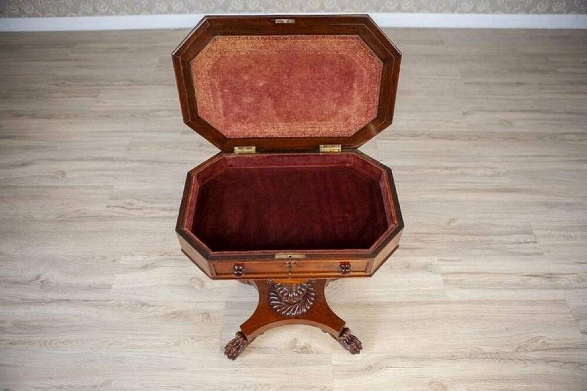 Victorian Mahogany Wood and Veneer Sewing Table, 1850s