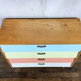 50s color formica shoe cabinet with compass feet