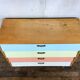 50s color formica shoe cabinet with compass feet