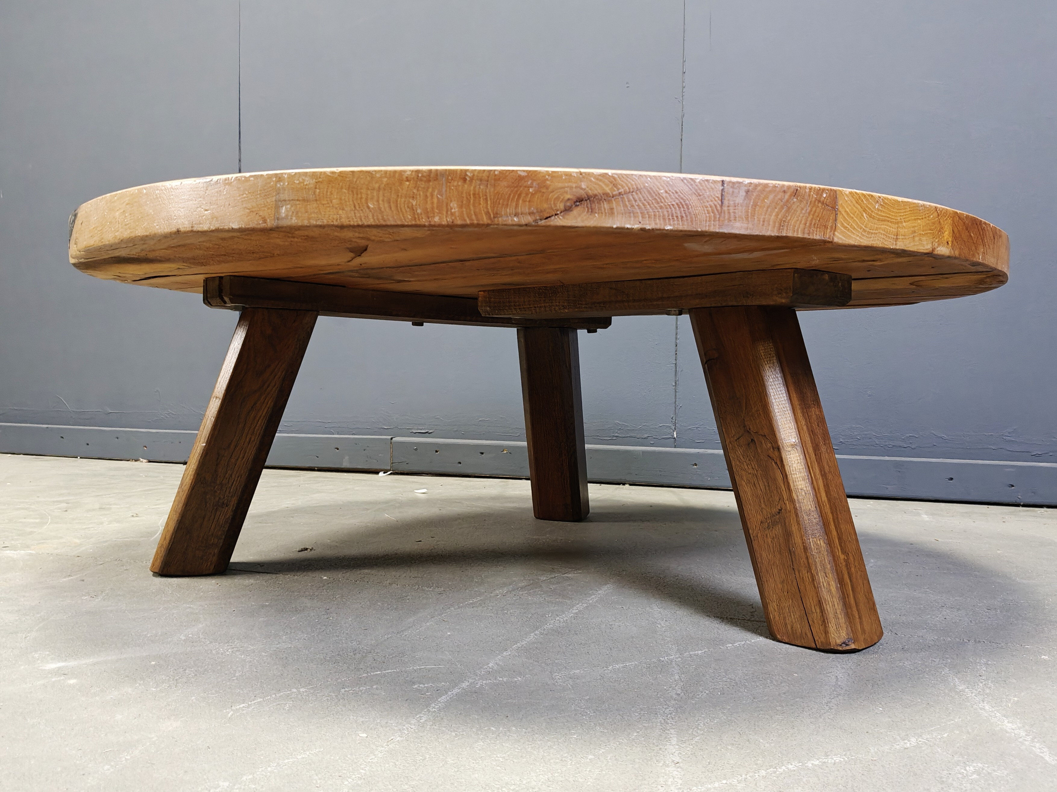 Brutalist tripod coffee table, 1960s