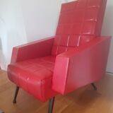 Vintage red leather faux chair
