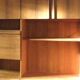 Wooden dressing room, vintage Scandinavian wooden bookcase