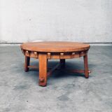 Brutalist Handcrafted Oak Coffee Table, Netherlands, 1950s