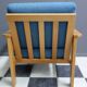 Blue fabric easy chair  in blonde wood frame 1960s