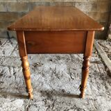 Louis Philippe style table / desk with 3 drawers in solid cherry wood and turned base
