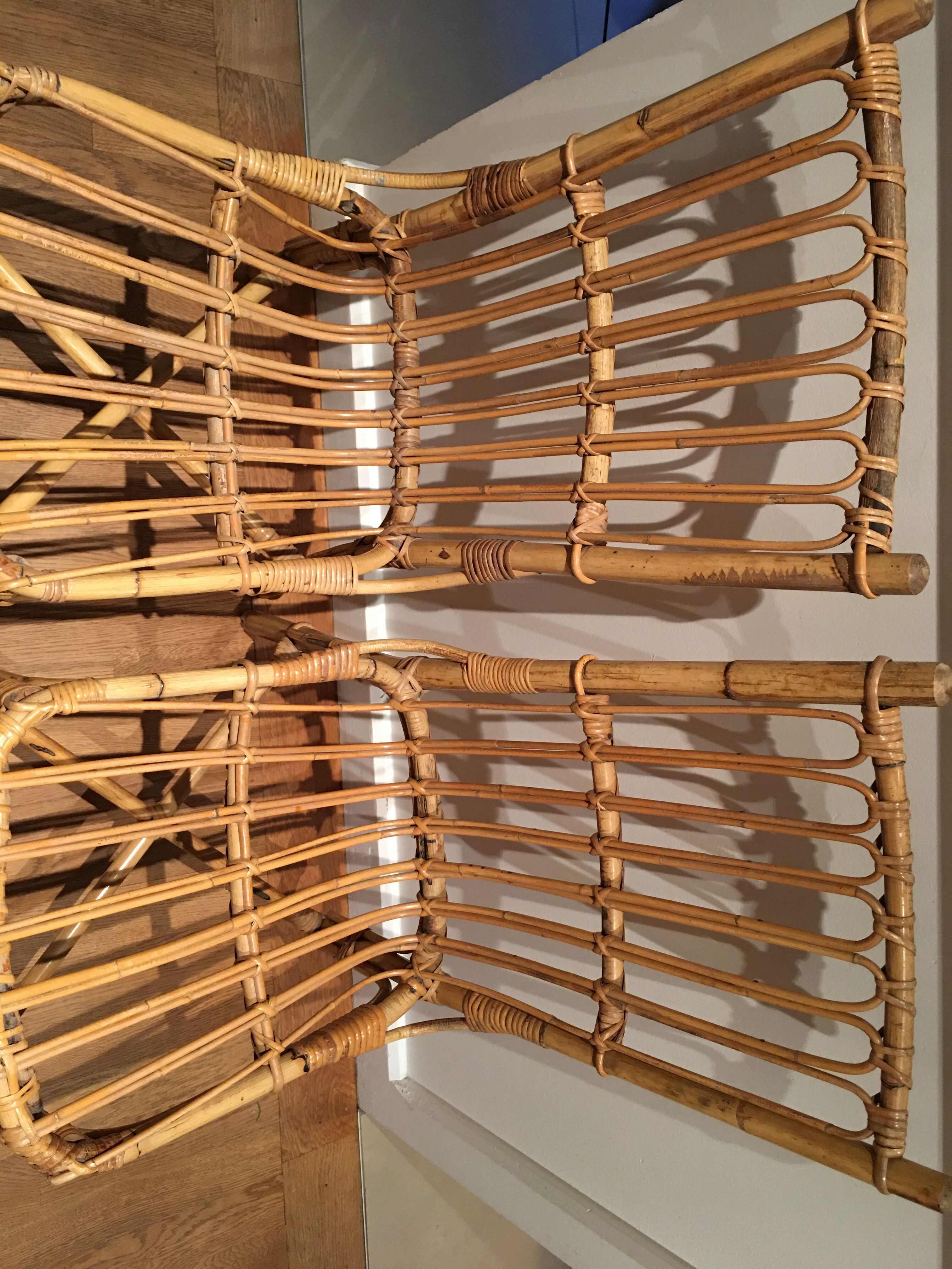 Paire de chaises rotin vintage