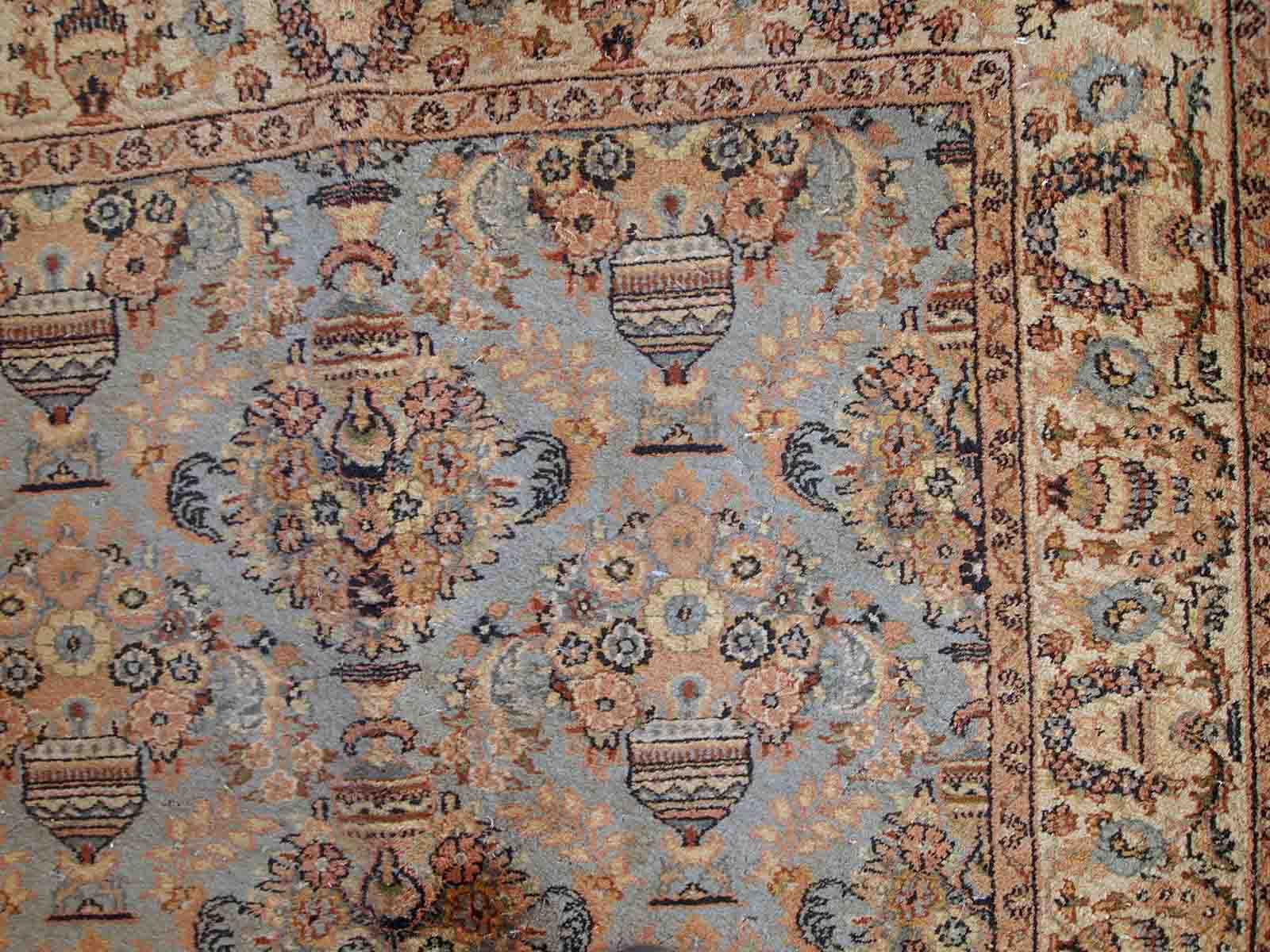 Vintage indian carpet tabriiz handmade 126cm x 188cm 1960s, 1c736
