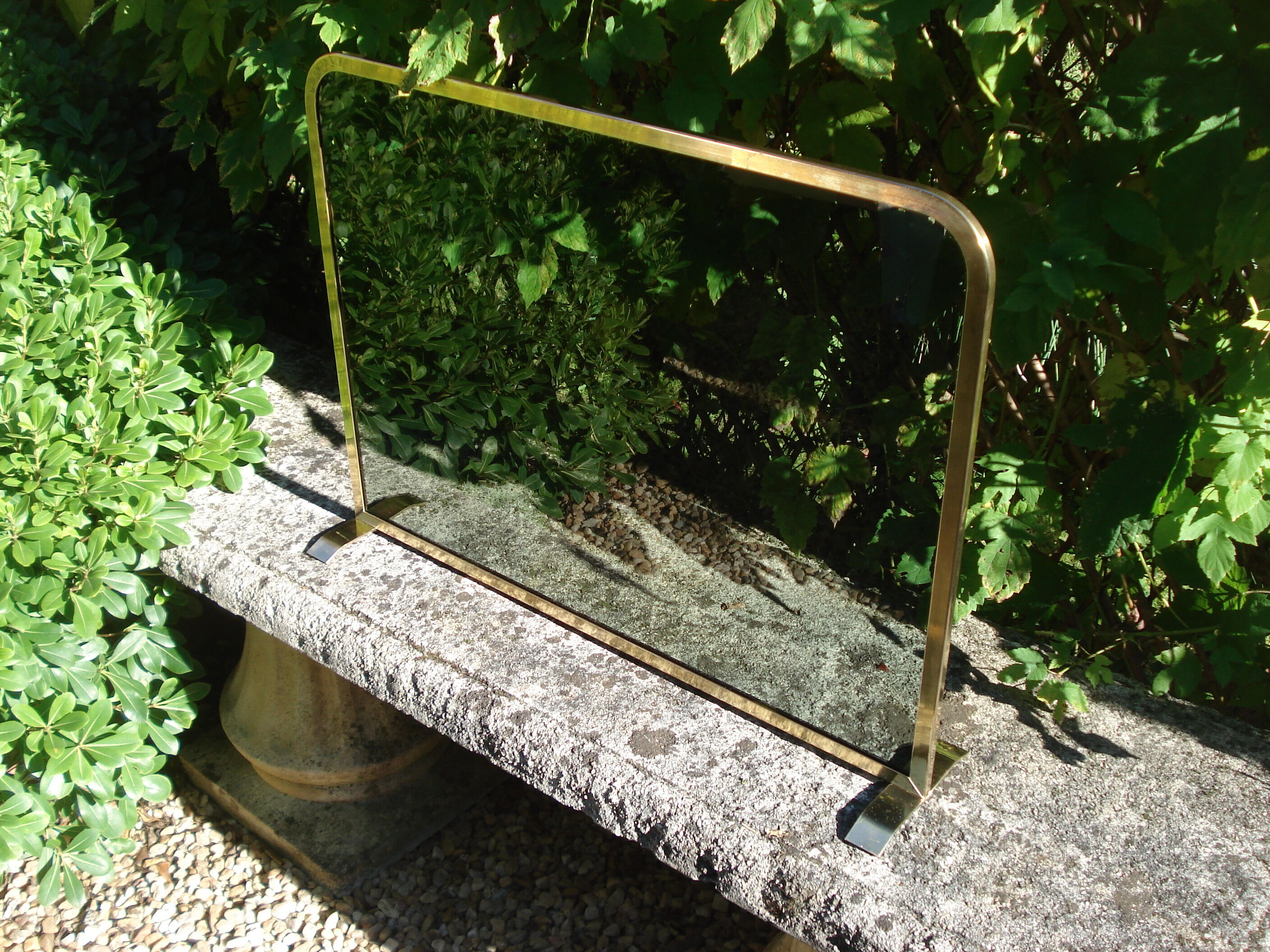 Fire firewall brass gold glass vintage smoke 1970