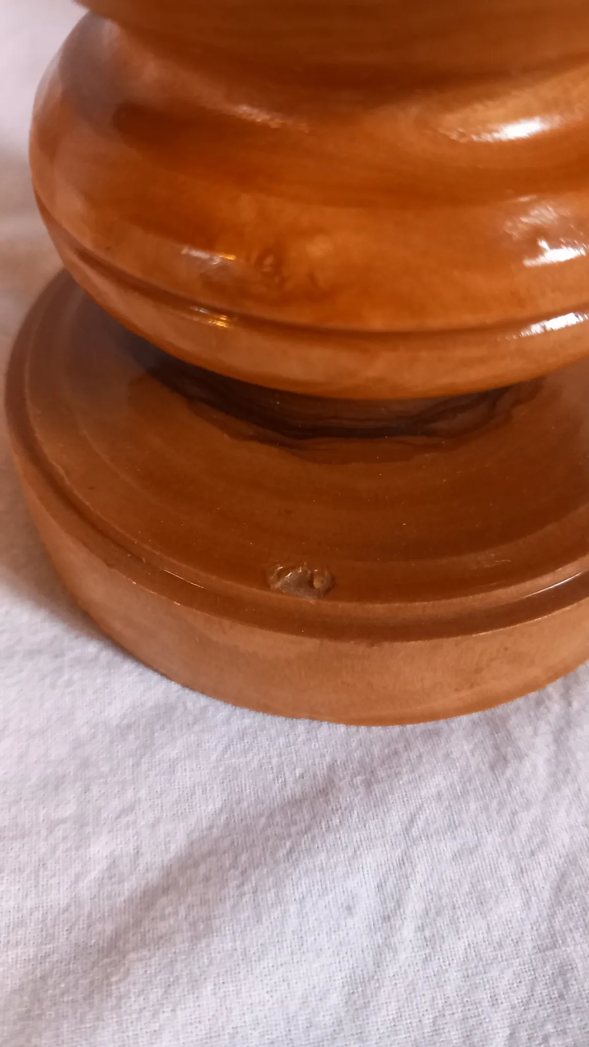 Vintage hand-turned solid olive wood vase – 1970s