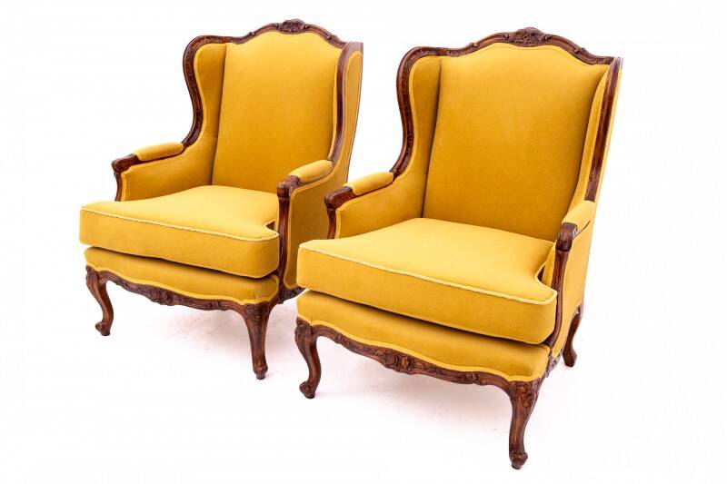 A pair of wing chairs, France, circa 1920. After renovation.