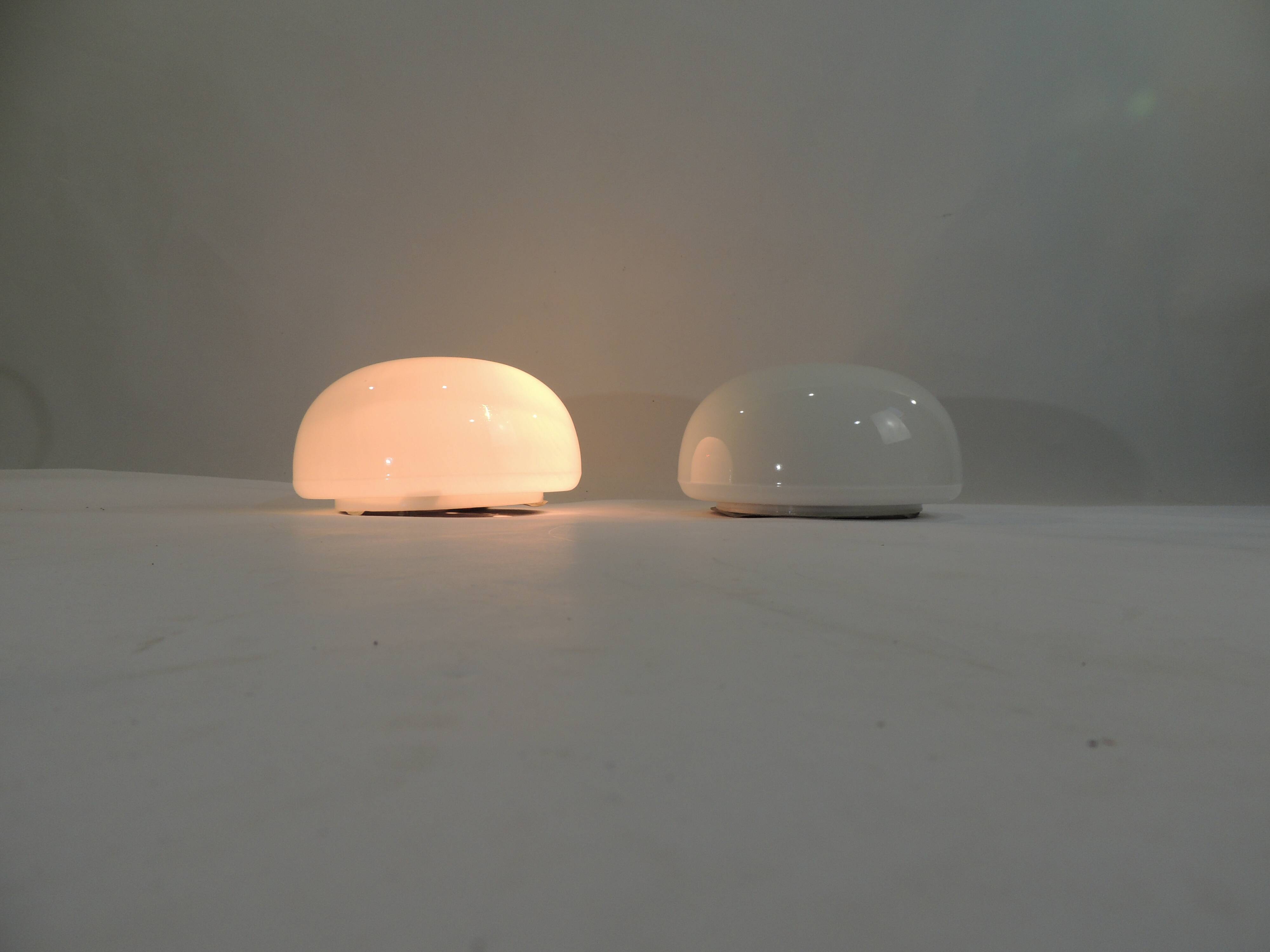 Vintage opaline ceiling lamp pair