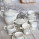Vintage 10-person coffee set with Salins earthenware and geometric design