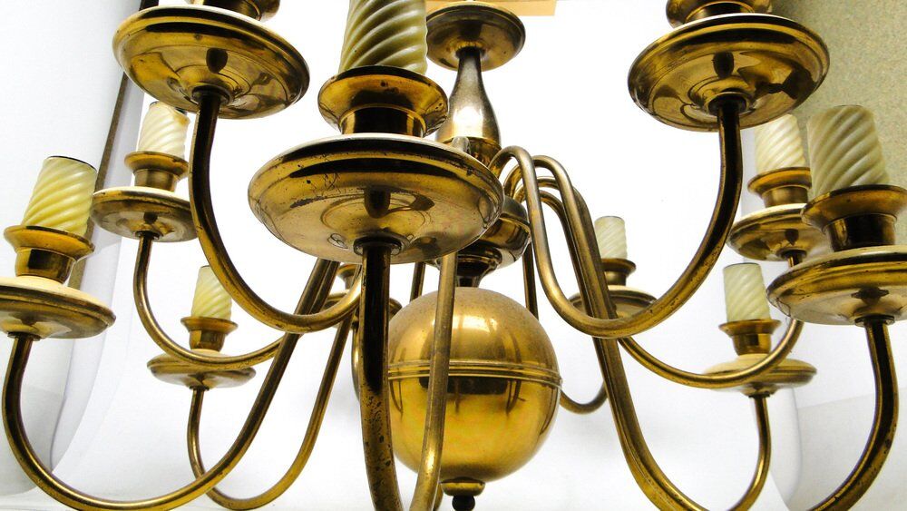 Vintage metal chandelier, Poland, 1980s