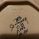 Basket, dish in Quimper earthenware signed HB