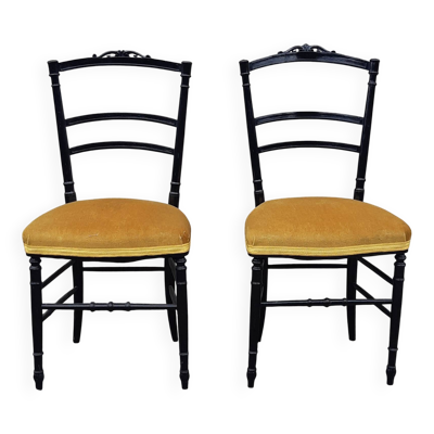 Paire de chaise Napoléon III en bois noirci