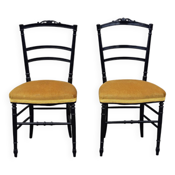 Paire de chaise Napoléon III en bois noirci