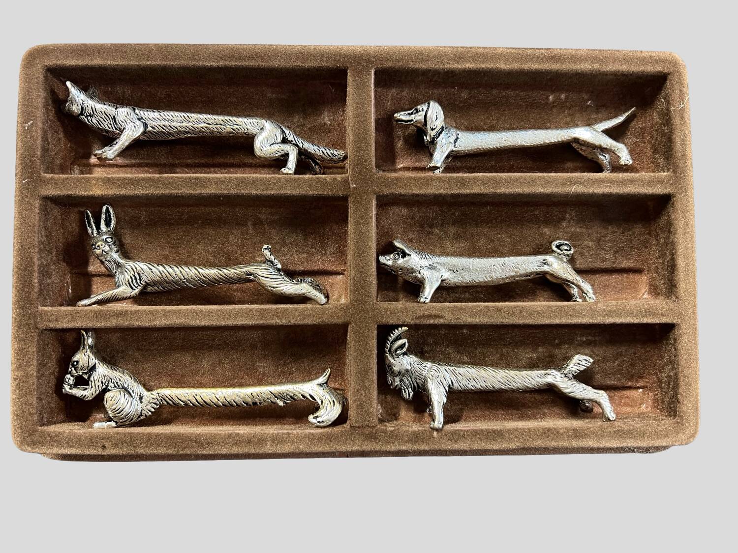 Set of 6 silver-plated animal knife rests