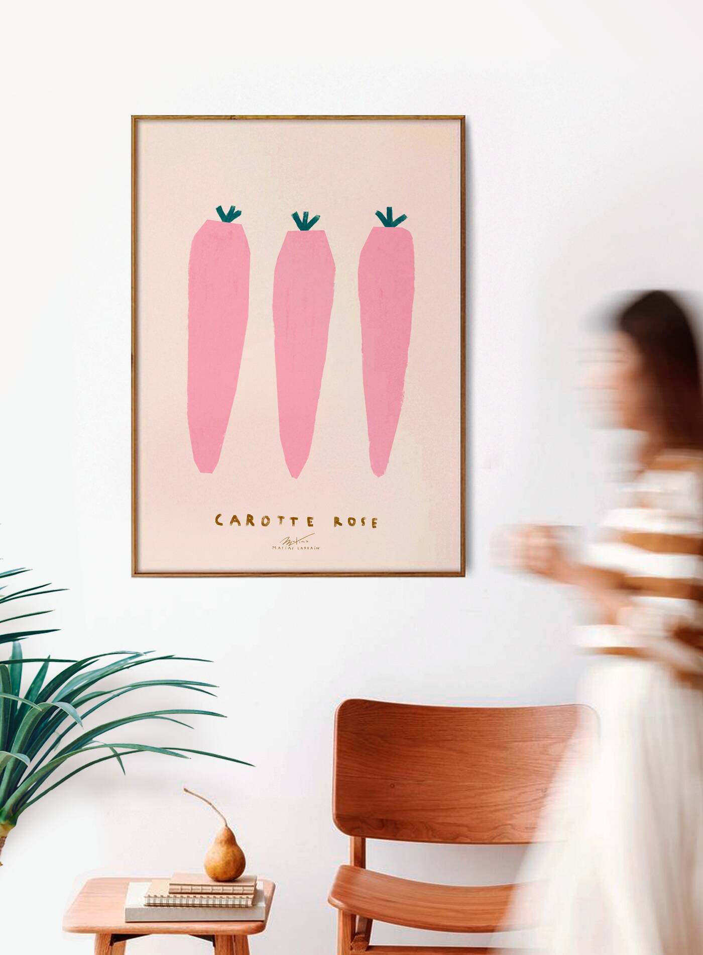 Poster printed in giclee quality with illustration of carrots